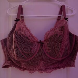 Cacique Lace Mesh Longline Bra in Mauve